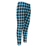 Blue And Black Houndstooth Pattern Print Men's Compression Pants