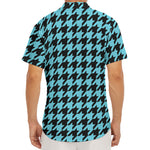 Blue And Black Houndstooth Pattern Print Men's Deep V-Neck Shirt