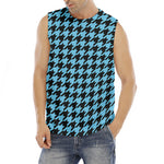 Blue And Black Houndstooth Pattern Print Men's Fitness Tank Top