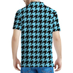 Blue And Black Houndstooth Pattern Print Men's Polo Shirt