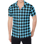 Blue And Black Houndstooth Pattern Print Men's Shirt
