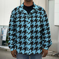 Blue And Black Houndstooth Pattern Print Men's Shirt Jacket