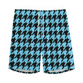 Blue And Black Houndstooth Pattern Print Men's Athletic Shorts
