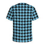 Blue And Black Houndstooth Pattern Print Men's Sports T-Shirt
