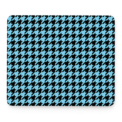 Blue And Black Houndstooth Pattern Print Mouse Pad