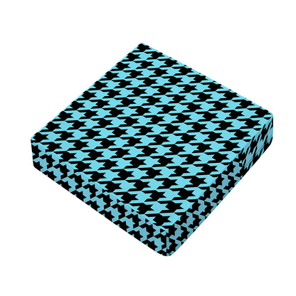 Blue And Black Houndstooth Pattern Print Outdoor Seat Cushion Cover