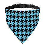 Blue And Black Houndstooth Pattern Print Over The Collar Dog Bandana