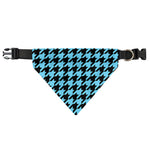 Blue And Black Houndstooth Pattern Print Over The Collar Dog Bandana