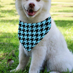 Blue And Black Houndstooth Pattern Print Over The Collar Dog Bandana
