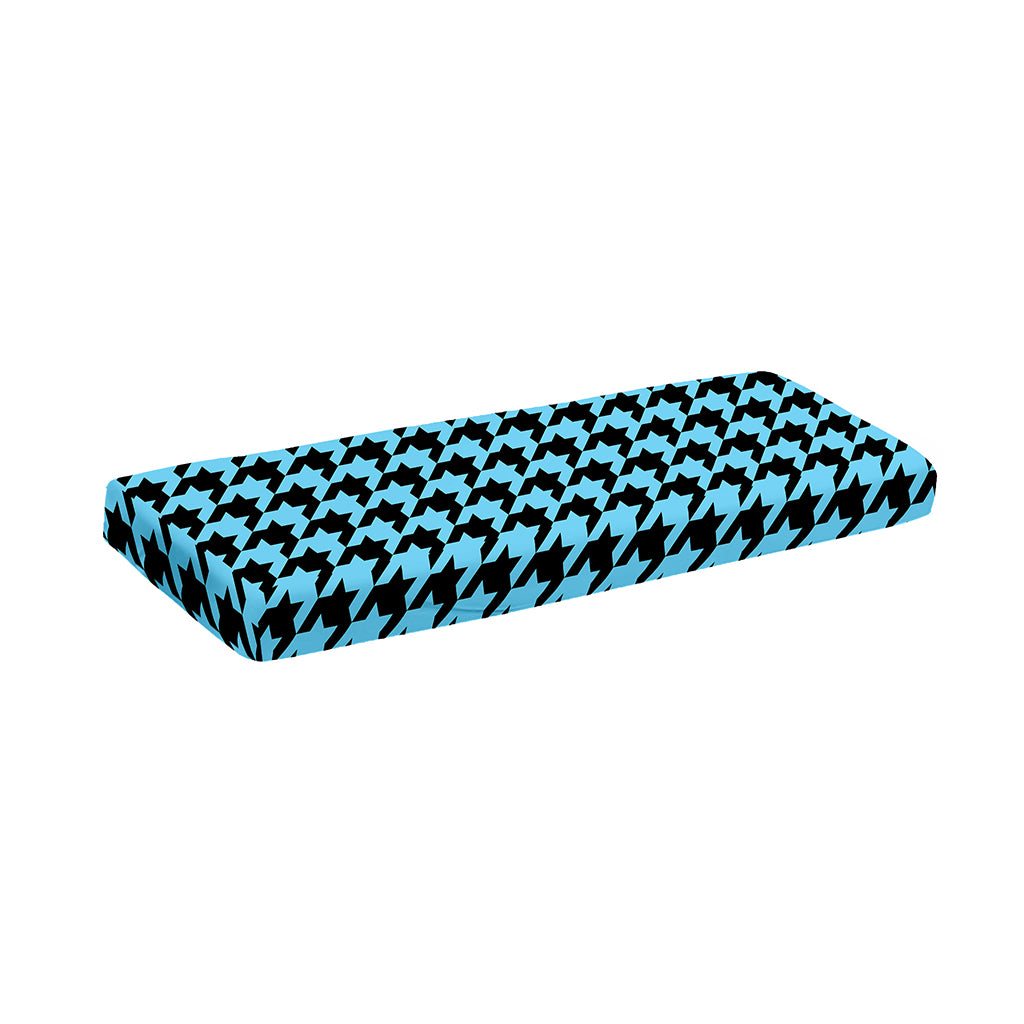 Blue And Black Houndstooth Pattern Print Piano Keyboard Cover