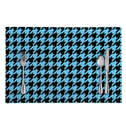 Blue And Black Houndstooth Pattern Print Placemat