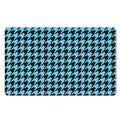 Blue And Black Houndstooth Pattern Print Polyester Doormat