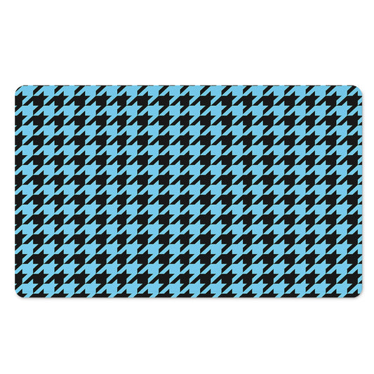 Blue And Black Houndstooth Pattern Print Polyester Doormat