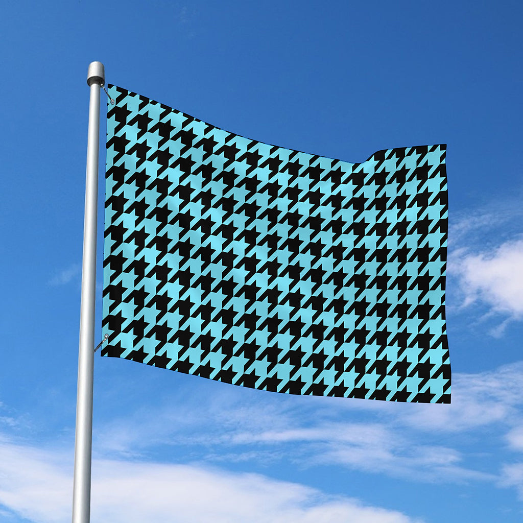 Blue And Black Houndstooth Pattern Print Polyester Flag