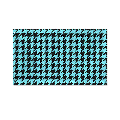 Blue And Black Houndstooth Pattern Print Polyester Flag