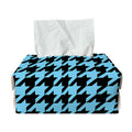 Blue And Black Houndstooth Pattern Print Rectangle Tissue Box Cover