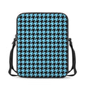 Blue And Black Houndstooth Pattern Print Rectangular Crossbody Bag