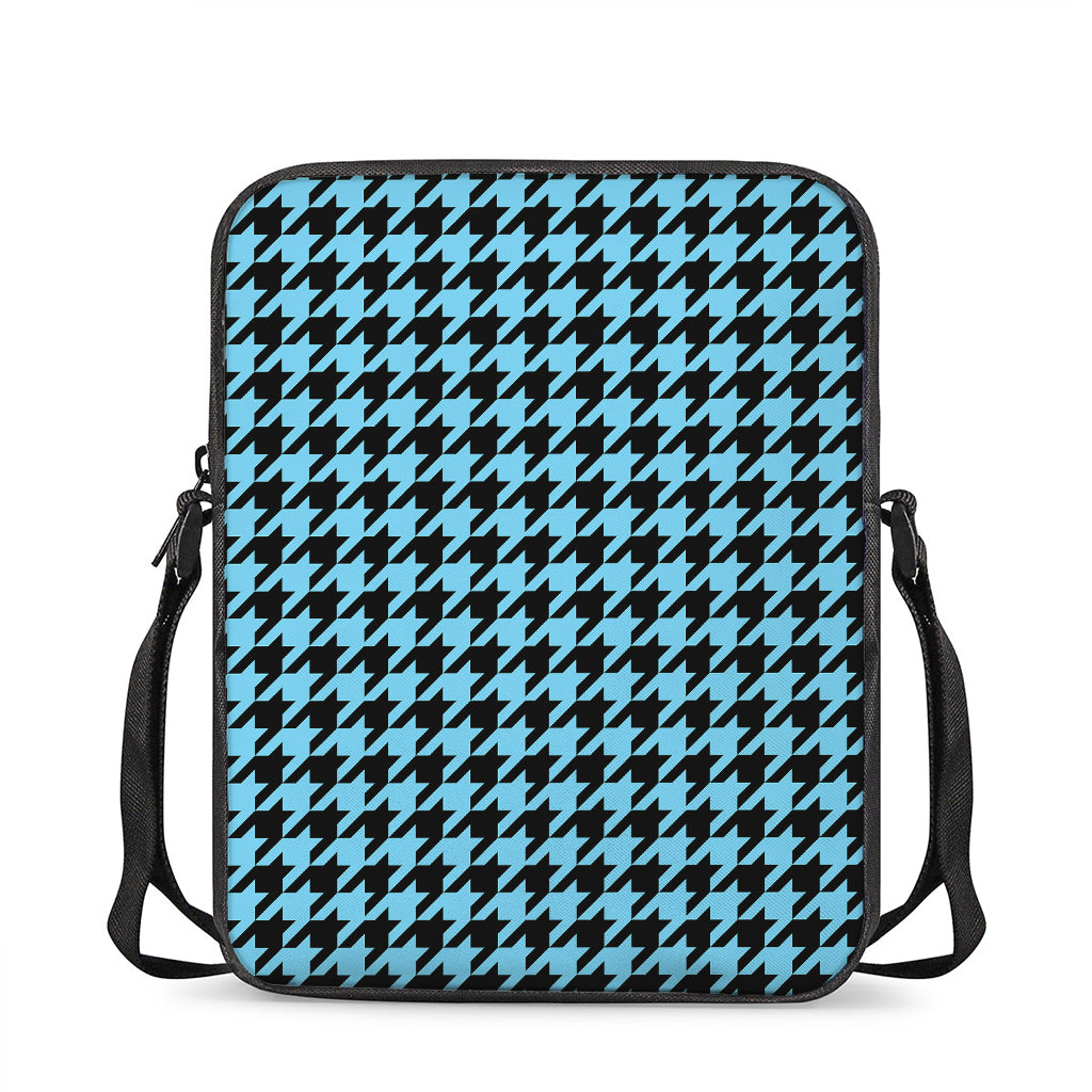 Blue And Black Houndstooth Pattern Print Rectangular Crossbody Bag
