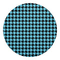 Blue And Black Houndstooth Pattern Print Round Blanket