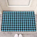 Blue And Black Houndstooth Pattern Print Rubber Doormat