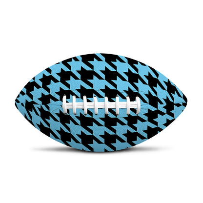 Blue And Black Houndstooth Pattern Print Rugby Ball