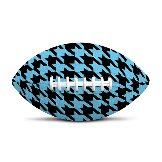 Blue And Black Houndstooth Pattern Print Rugby Ball