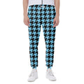 Blue And Black Houndstooth Pattern Print Joggers