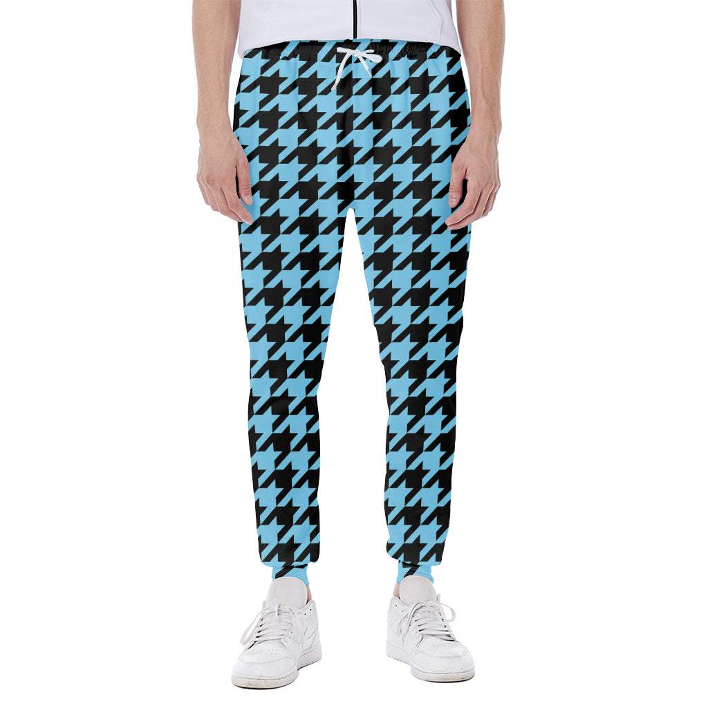 Blue And Black Houndstooth Pattern Print Scuba Joggers