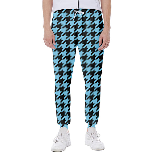 Blue And Black Houndstooth Pattern Print Scuba Joggers