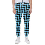 Blue And Black Houndstooth Pattern Print Scuba Joggers