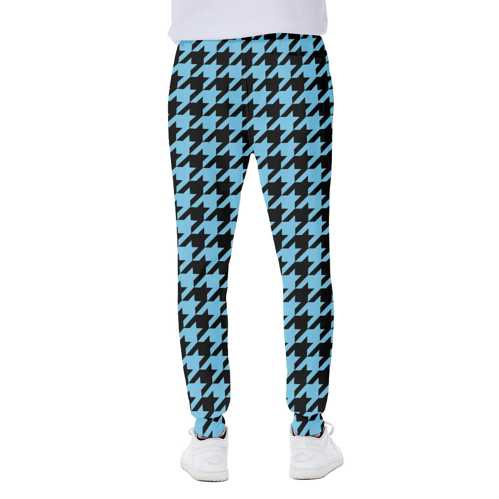 Blue And Black Houndstooth Pattern Print Scuba Joggers