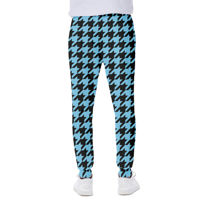 Blue And Black Houndstooth Pattern Print Scuba Joggers