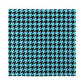 Blue And Black Houndstooth Pattern Print Silk Bandana