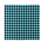 Blue And Black Houndstooth Pattern Print Silk Bandana