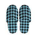 Blue And Black Houndstooth Pattern Print Slippers