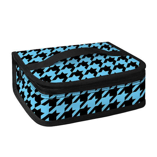 Blue And Black Houndstooth Pattern Print Small Lunch Bag