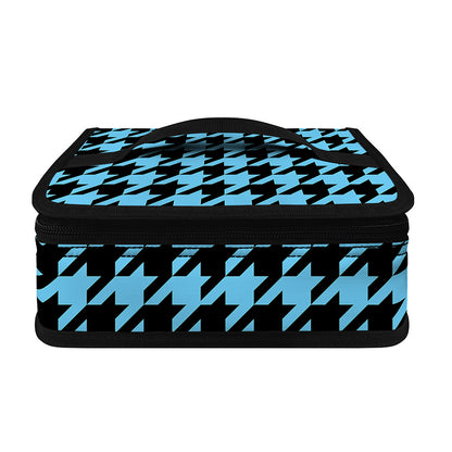 Blue And Black Houndstooth Pattern Print Small Lunch Bag