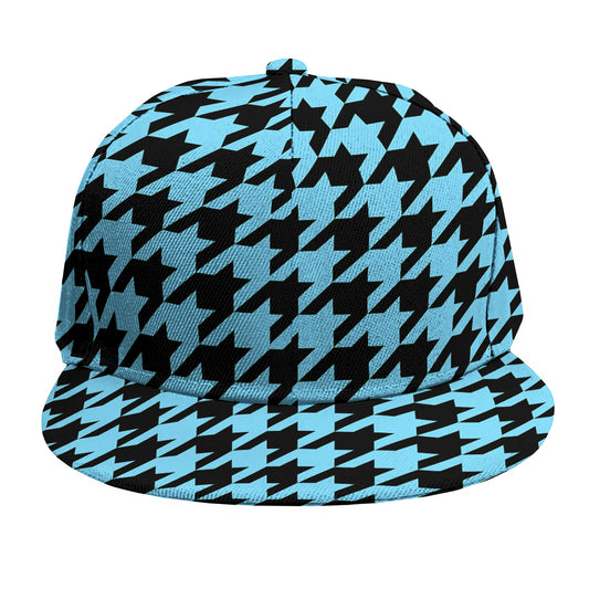 Blue And Black Houndstooth Pattern Print Snapback Cap