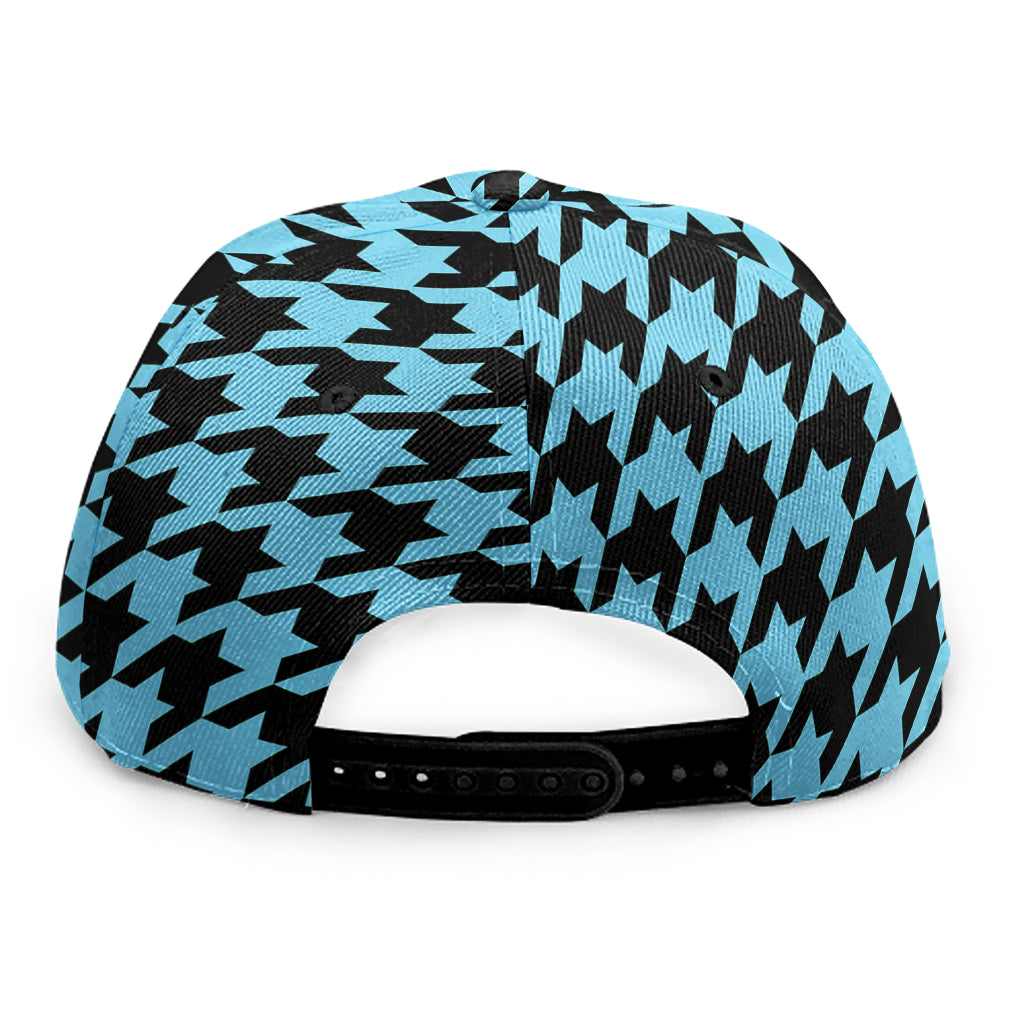 Blue And Black Houndstooth Pattern Print Snapback Cap