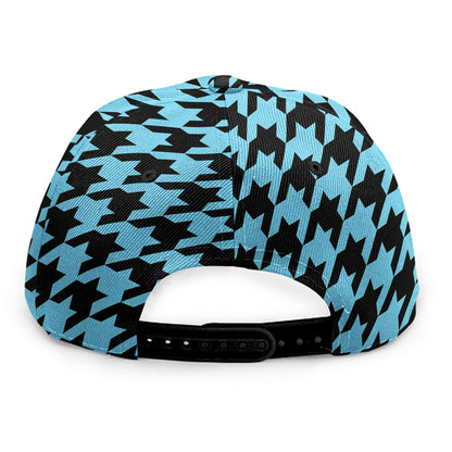 Blue And Black Houndstooth Pattern Print Snapback Cap