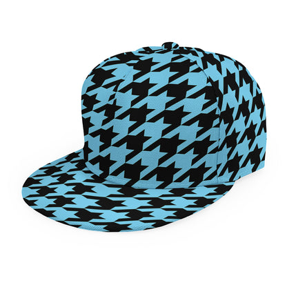 Blue And Black Houndstooth Pattern Print Snapback Cap
