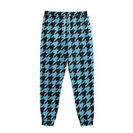 Blue And Black Houndstooth Pattern Print Sweatpants