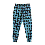 Blue And Black Houndstooth Pattern Print Sweatpants