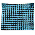 Blue And Black Houndstooth Pattern Print Tapestry