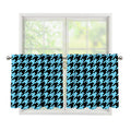 Blue And Black Houndstooth Pattern Print Tier Curtains