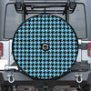 Blue And Black Houndstooth Pattern Print Tire Cover With Camera Hole