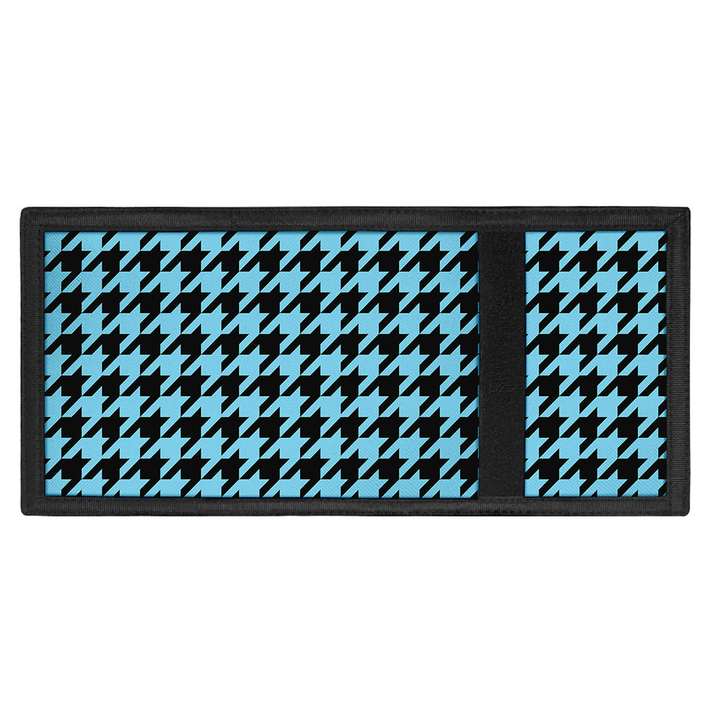 Blue And Black Houndstooth Pattern Print Trifold Wallet