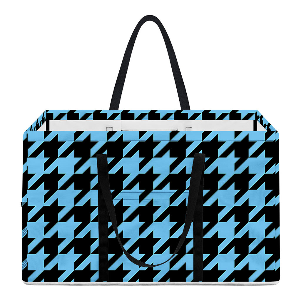 Blue And Black Houndstooth Pattern Print Utility Tote Bag