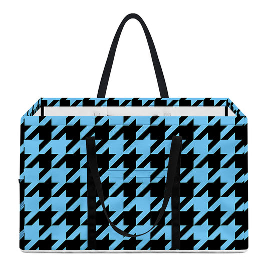 Blue And Black Houndstooth Pattern Print Utility Tote Bag