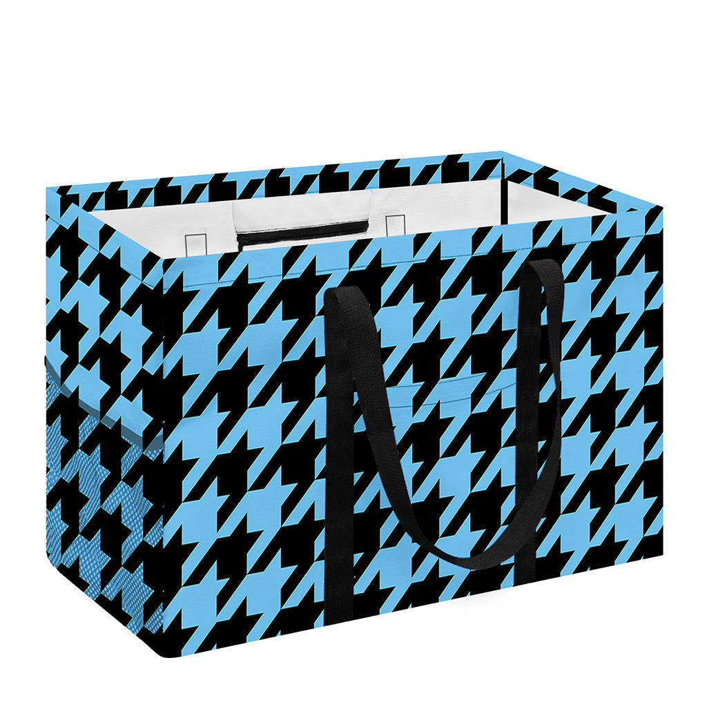 Blue And Black Houndstooth Pattern Print Utility Tote Bag